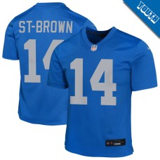 Youth Detroit Lions Blue Alternate #14 Amon Ra St Brown Game Jersey
